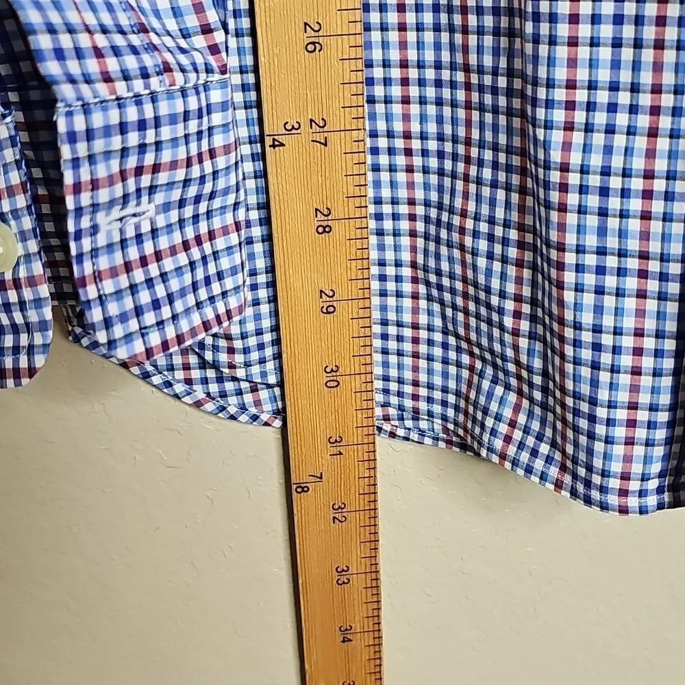 Ralph Lauren Polo Slim Fit Blue Red Plaid Casual Button Down Shirt Long Sleeve L